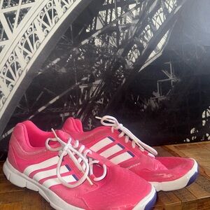Adidas Women's Bright Pink and White Sneakers